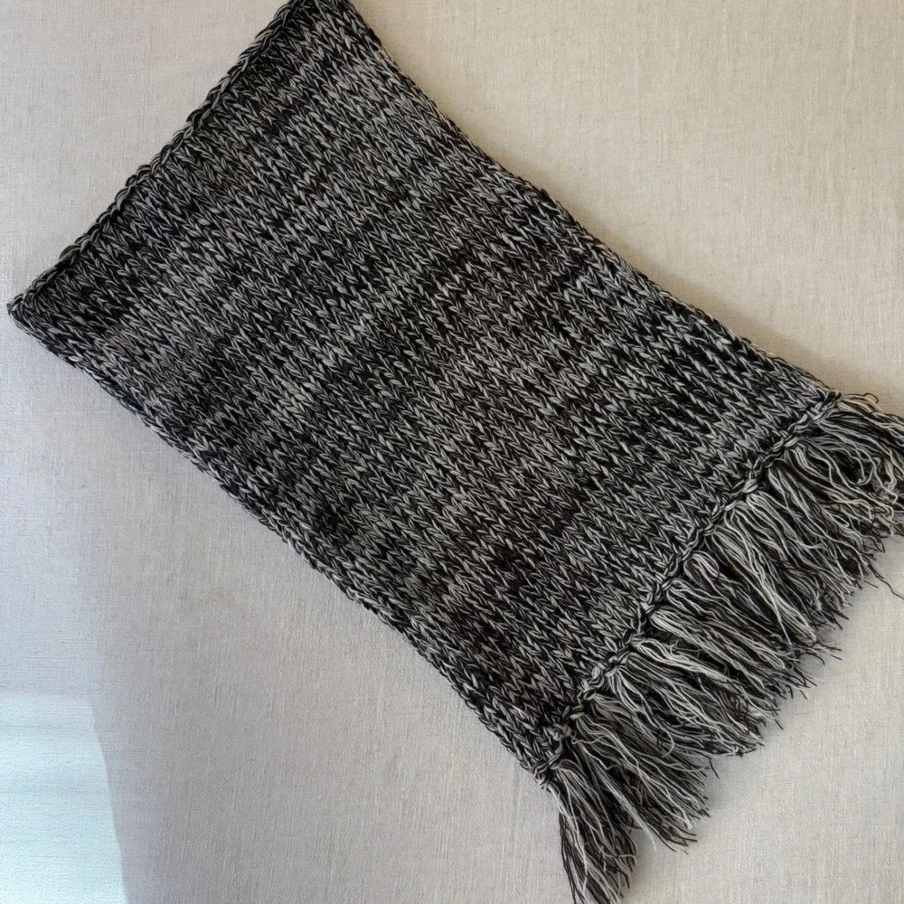 Indigo Soul Marled Knit Scarf Brown Cream‎ Fringe Acrylic Winter Accessory